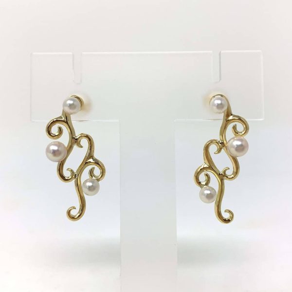 White Akoya Pearl Gold Earrings (E37) - Image 7