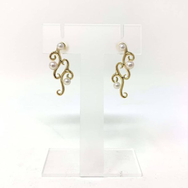 White Akoya Pearl Gold Earrings (E37) - Image 4