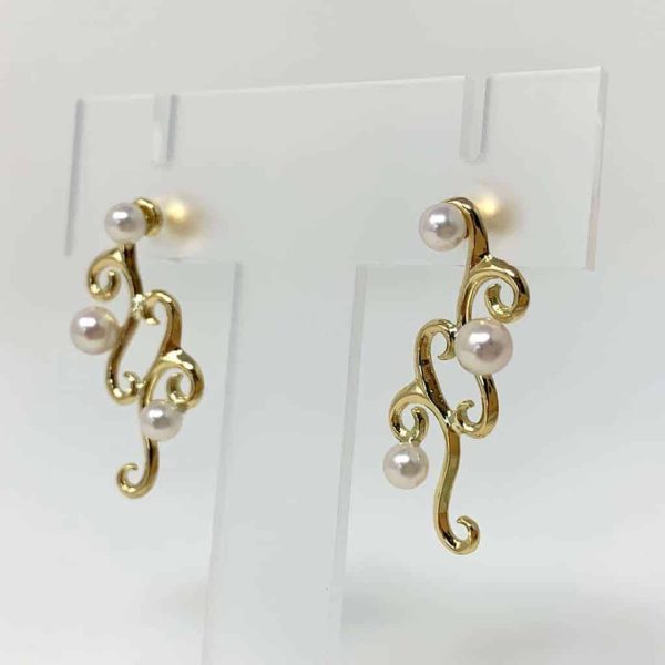 White Akoya Pearl Gold Earrings (E37) - Image 5