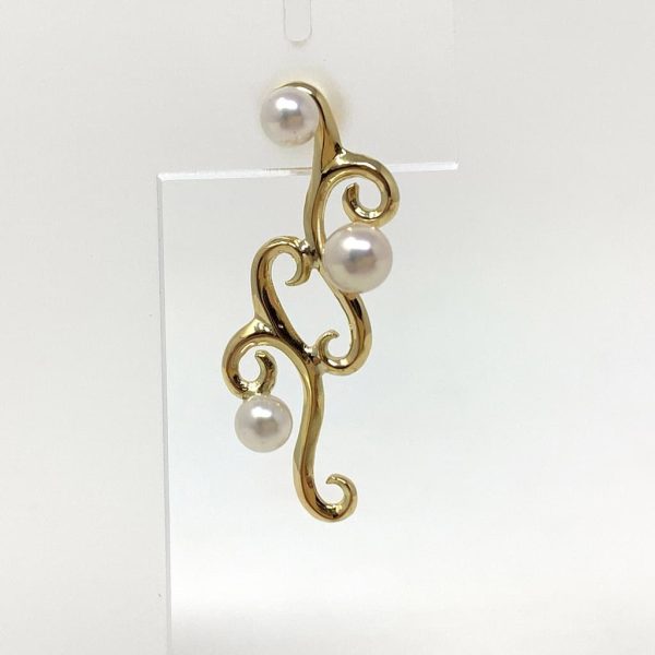 White Akoya Pearl Gold Earrings (E37) - Image 3