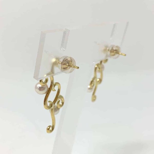 White Akoya Pearl Gold Earrings (E37) - Image 2