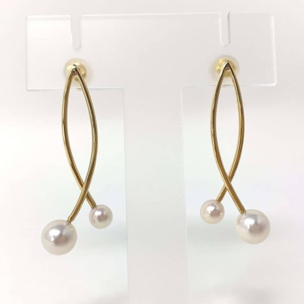 Shizuku White Akoya Pearl Gold Earrings (E44) - Image 6