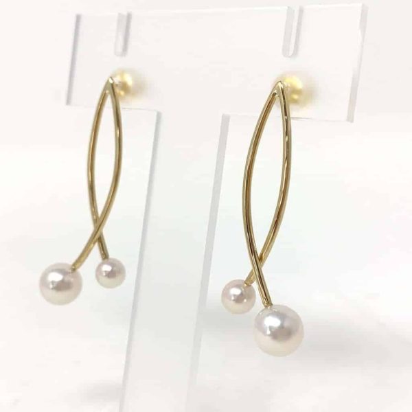 Shizuku White Akoya Pearl Gold Earrings (E44) - Image 4