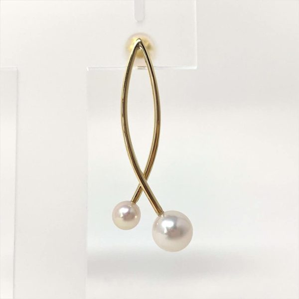 Shizuku White Akoya Pearl Gold Earrings (E44) - Image 3