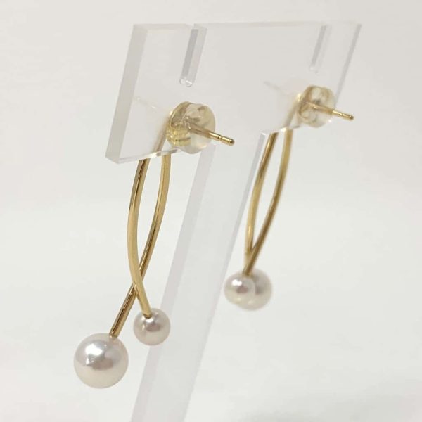 Shizuku White Akoya Pearl Gold Earrings (E44) - Image 2