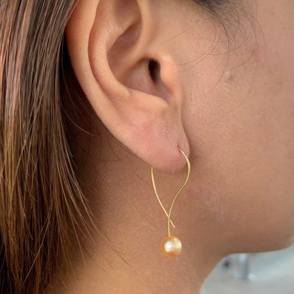 Gold Akoya Pearl Gold Earrings (E15) - Image 2