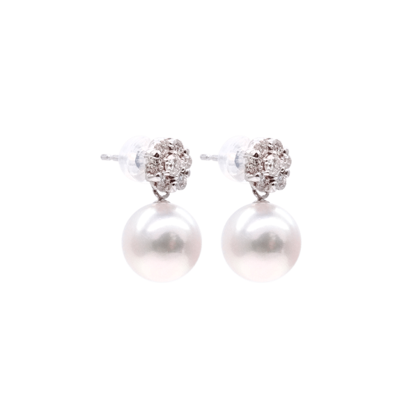 Akoya Pearl Diamond White Gold Earring E24