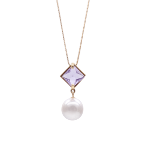 White Akoya Pearl Gold Gemstone Pendant (P44)