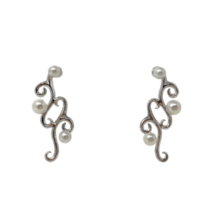 White Akoya Pearl White Gold Earrings (E36)