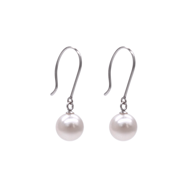 White Akoya Pearl White Gold Earrings (E61) - Image 2