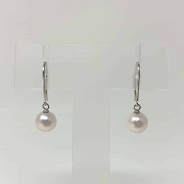 White Akoya Pearl White Gold Earrings (E61) - Image 6