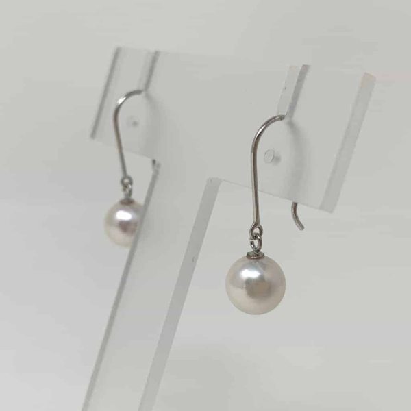 White Akoya Pearl White Gold Earrings (E61) - Image 8