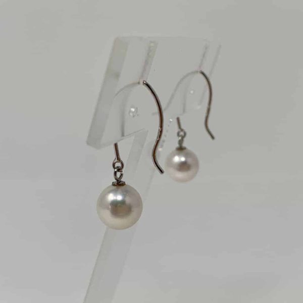 White Akoya Pearl White Gold Earrings (E61) - Image 9