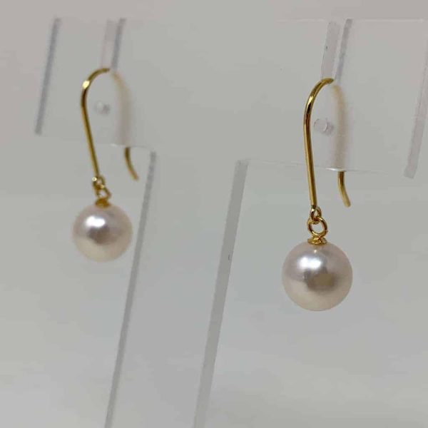 White Akoya Pearl White Gold Earrings (E61) - Image 3