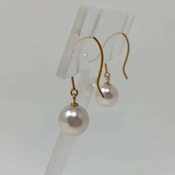 White Akoya Pearl White Gold Earrings (E61) - Image 5