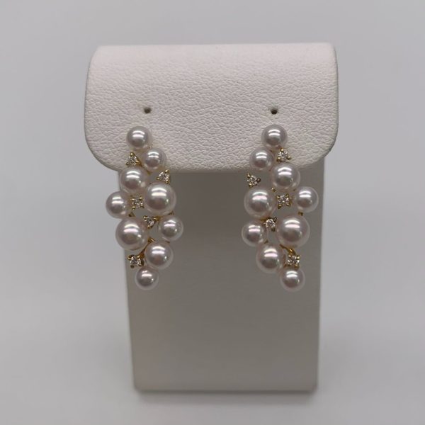 White Baby Akoya Pearl Gold Diamond Earrings (E200) - Image 6