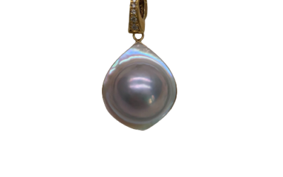 Rainbow Mabe Pearl Gold Diamond Pendant (P202)