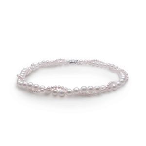 Pink Akoya Pearl Woven Strand Choker Necklace (N108)