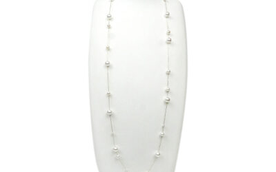 White Akoya Pearl Long Station Necklace (N109)