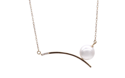 White Akoya Pearl Gold Diamond Pendant (P207)