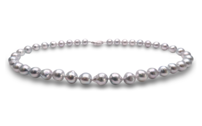 Grey Akoya Baroque Pearl Choker Strand Necklace (N112)