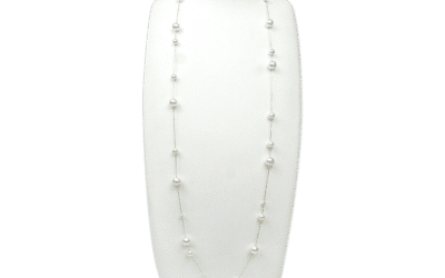 White Akoya Pearl Platinum Station Necklace (N2)