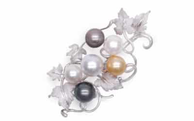 South Sea Pearls Silver ‘Garden’ Pin (B54)