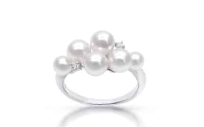 White Akoya Pearl Diamond Ring (R57)