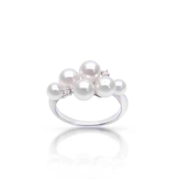 White Akoya Pearl Diamond Ring (R57)