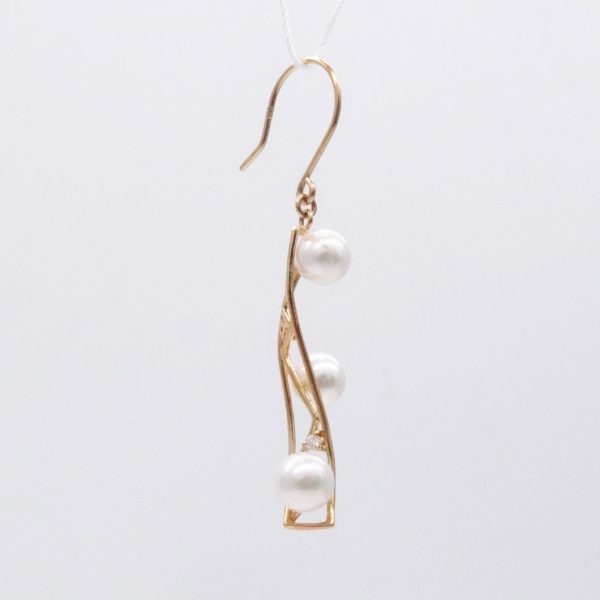 Twisted White Akoya Pearl Earrings (E238) - Image 2