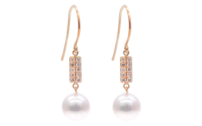 White Akoya Pearl Diamond Earrings (E239)