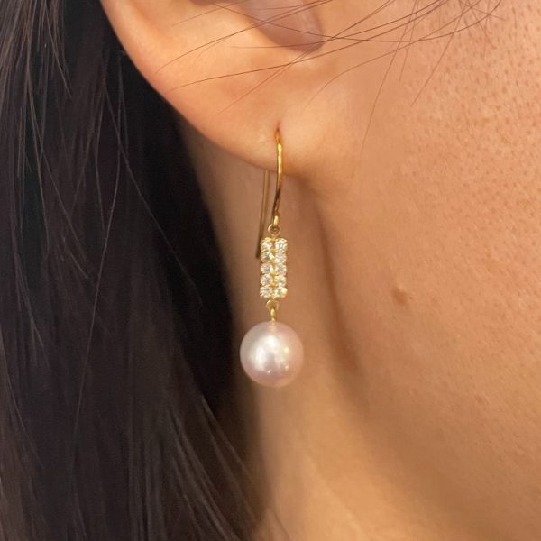 White Akoya Pearl Diamond Earrings (E239) - Image 5