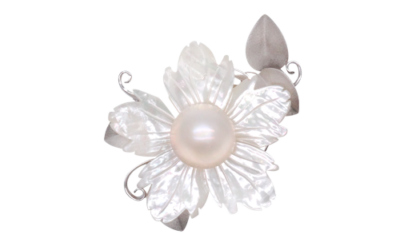 White Mabe and Shell Brooch (B59)