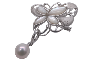 Akoya Pearl Butterfly Brooch (B61)