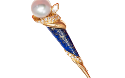 South Sea Pearl and Lapis Lazuli Brooch (B62)