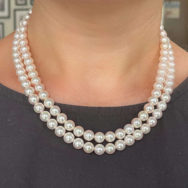 Akoya Pearl Double StrandNecklace (N128) - Image 2