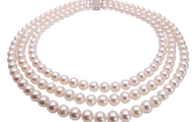 Triple Strand Akoya Pearl Necklace (N129)