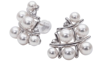 Baby Akoya Pearl Diamond Earrings (E255)