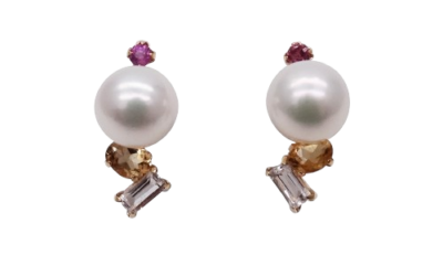 Akoya Pearl Gemstones Artistic Earrings (E259)