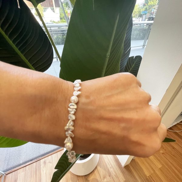 Keshi  / Akoya Pearl K18 White Gold Bracelet (BL60) - Image 2