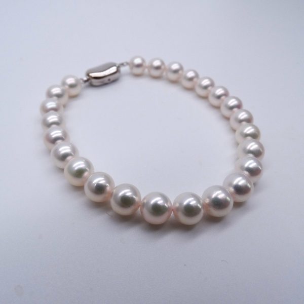 White Akoya Pearl Strand Bracelet (BL63) - Image 3